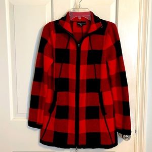 Adrienne Vittadini plaid sweater, size XS, has double zipper, great w|tights